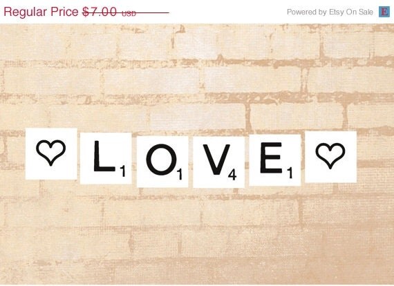 15% off - Scrabble Complete Alphabet Banner - INSTANT DOWNLOAD - bunting - white and wood - + heart, star and swirl Il_570xn