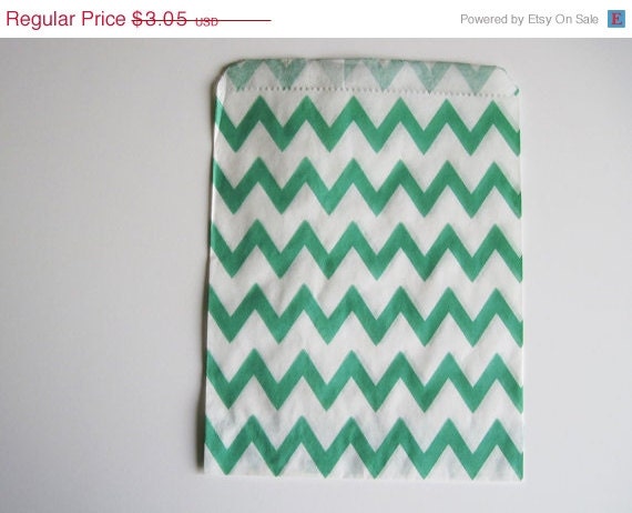 ON SALE - 12 Aqua CHEVRON Designer Party Favor Bags, Weddings, Birthday, Showers Il_570xn