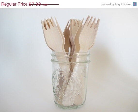 10% off - Set of 50 Disposable Wooden Forks Il_570xn