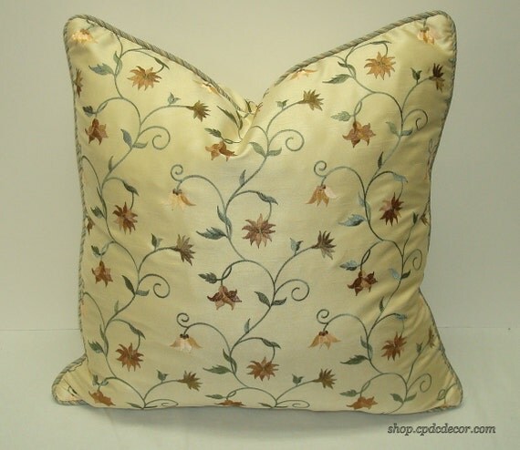 Scenic Floral Pillow Cover designer quaility by CPDCDecor on Etsy
