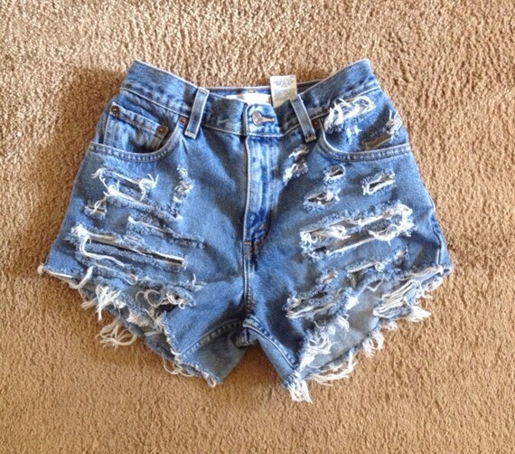 Distressed High Waisted Levi Shorts