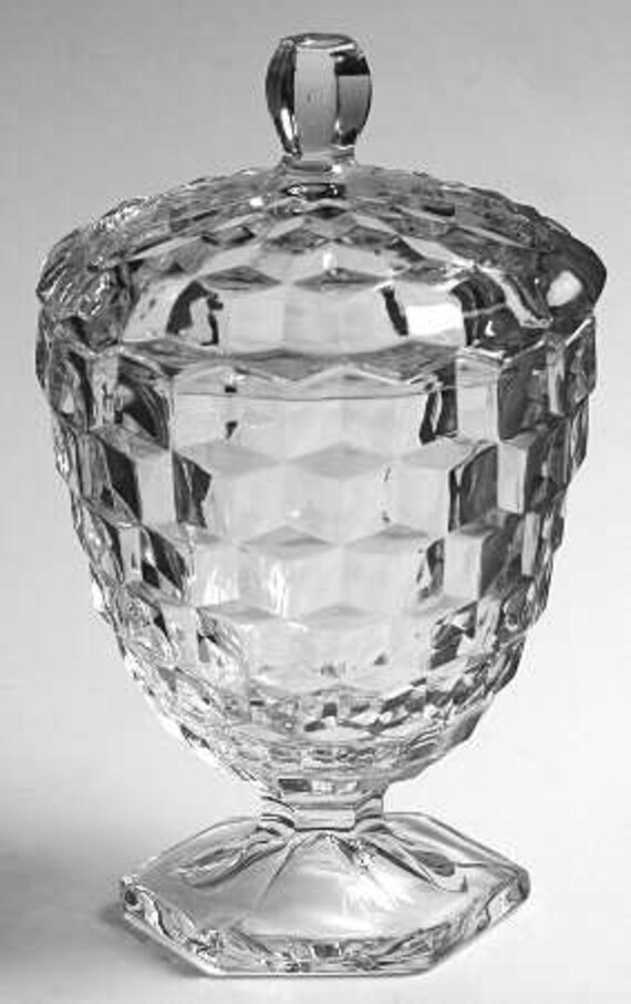 Items similar to Fostoria American Hex Footed Candy Dish with Lid on Etsy