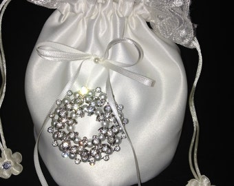 Bridal Money Bag, Wedding Money Purse, Bridal Bags, Ivory Satin Purse
