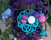 Boho Butterfly Cuff | Leather Wrap Bracelet | Purple BRacelet | Bohemian Jewelry | Statement Cuff | Layering BrAcelet