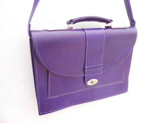 purple leather briefcase