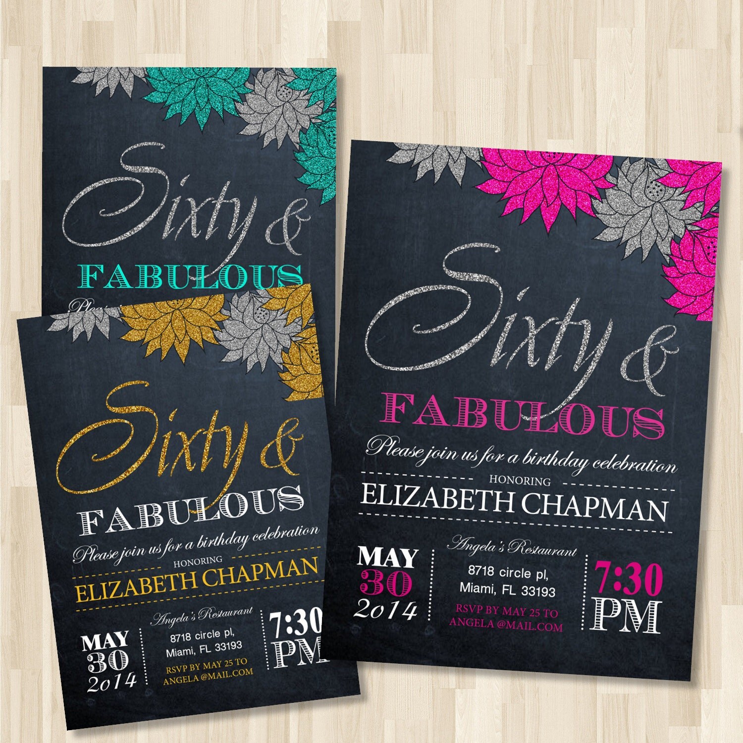 Adult Birthday Printable invitation. Woman in 30th 40th