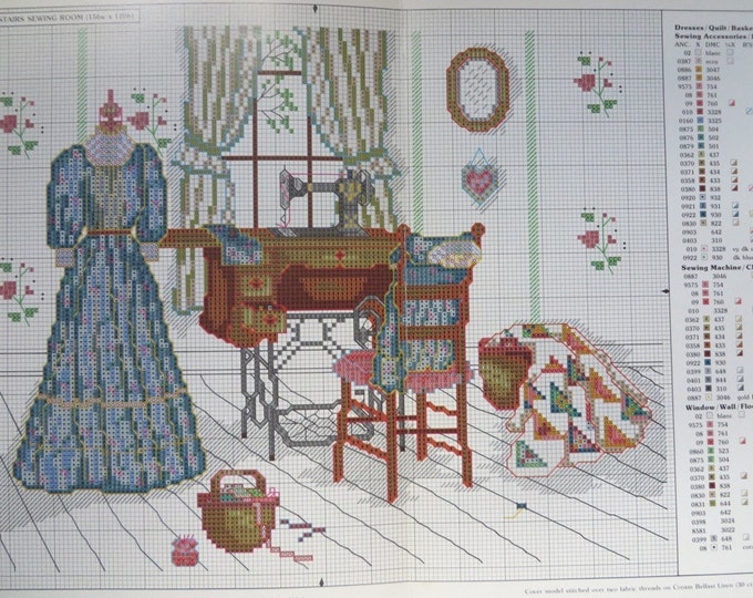 Paula Vaughan "The Upstairs Sewing Room" Counted Cross Stitch Pattern 1986
