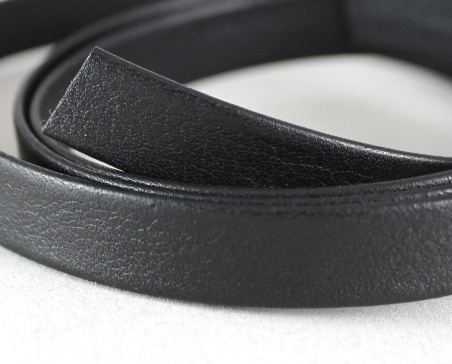 Genuine Black Leather Strap Folded soft 12 mm 1/2 inch
