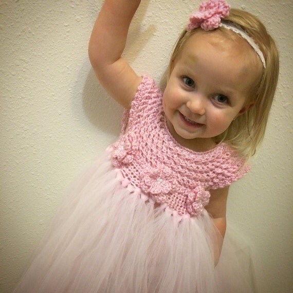 2T4T Crochet top tutu dress with headband