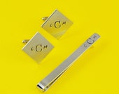 Custom Monogram Tie Bar and Cuff Link Set - Hand Stamped Groomsman Gift Il_170x135