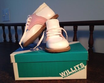 NOS Vintage 50's 60's Saddle Shoes Pink size 3 1/2 leather