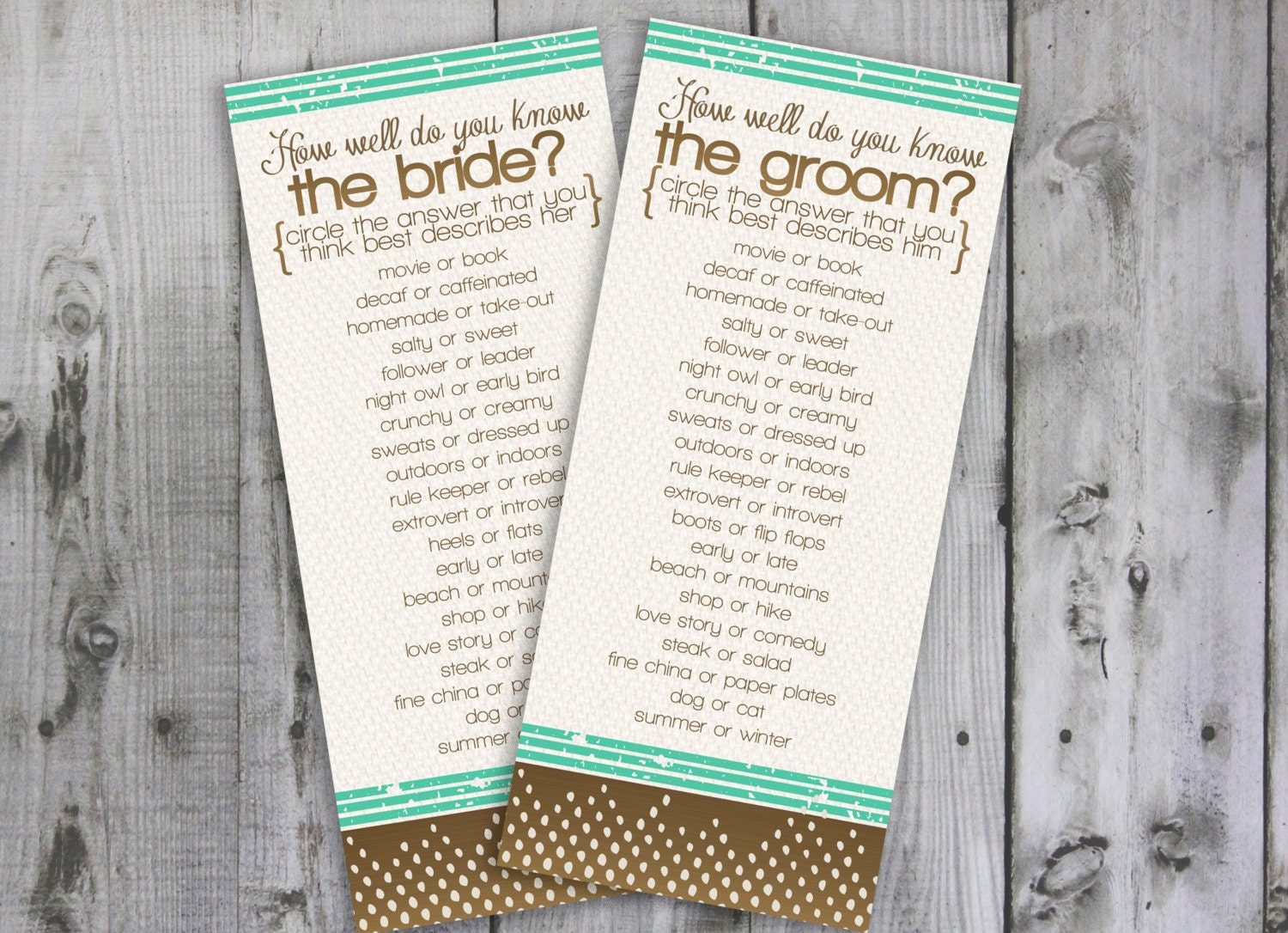 How well do you know the bride and groom shower by GrayPaperie