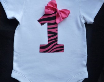 1st First Birthday girl Princess vest / bodysuit zebra print, baby 1st birthday all in one