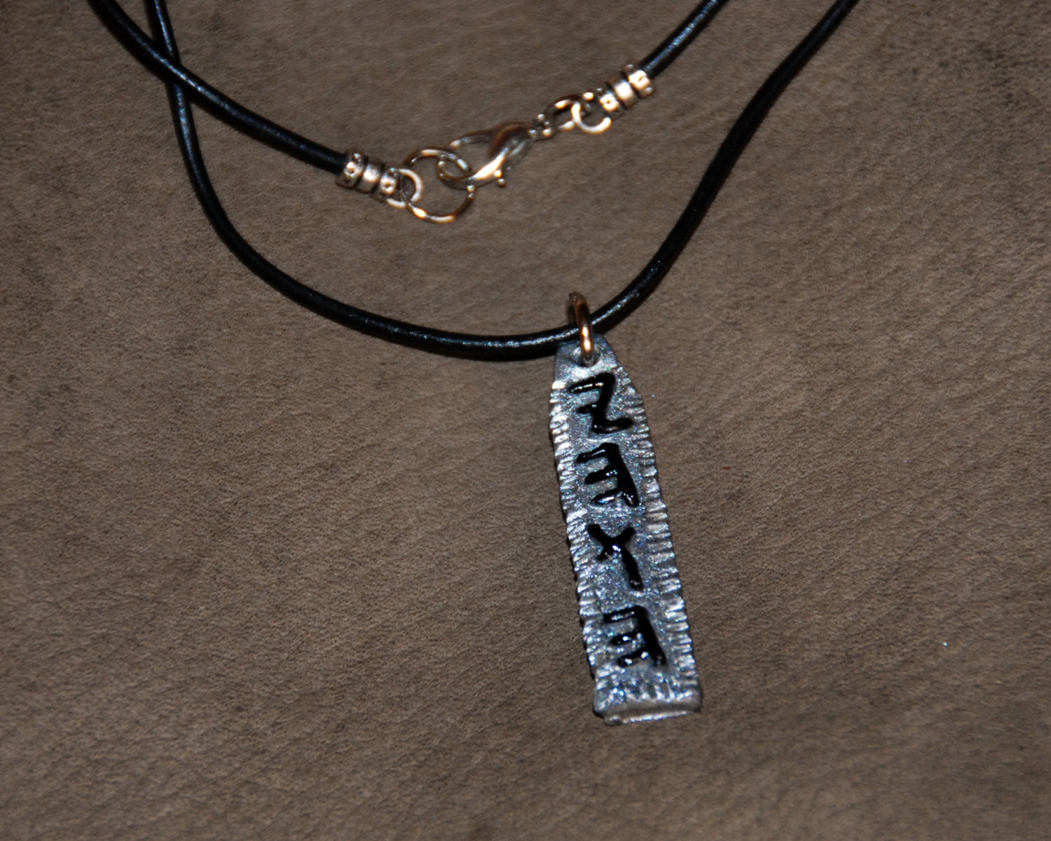 PALEO HEBREW Silver Clay & Leather YHWH Yod Hey Vav Hey Name