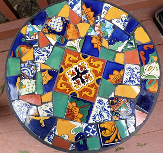 Items similar to Mosaic table Mexican tiles foldable 15.5 
