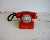 Vintage Rotary Phone / red retro phone Soviet vintage 60s