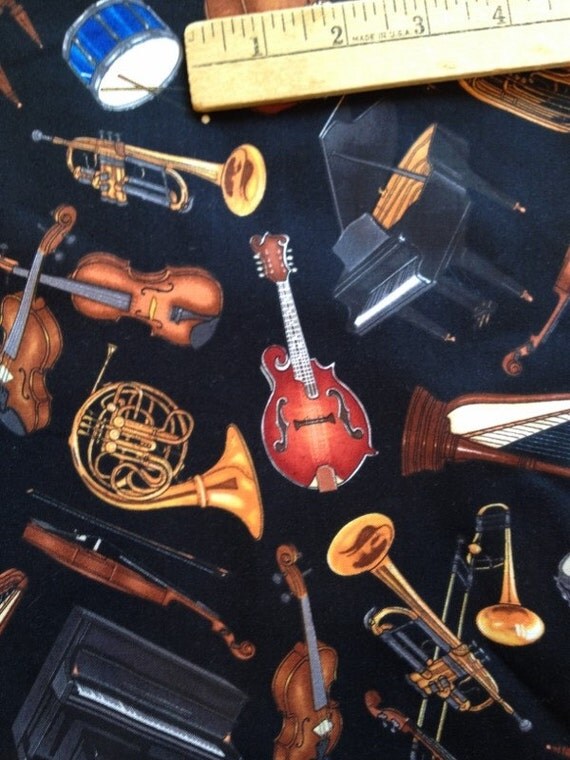 musical instruments quilting fabric 1 yard strings by craftybonbon