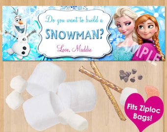 Do You Want to Build a Snowman Frozen Favor Bag Toppers - Personalized Disney Frozen Birthday Printable for Party Treat Candy Loot Bags Olaf