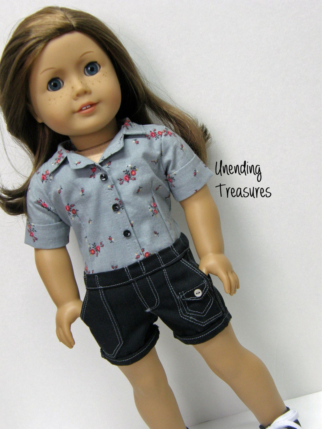 American Girl doll clothes 18 inch doll clothes gray floral