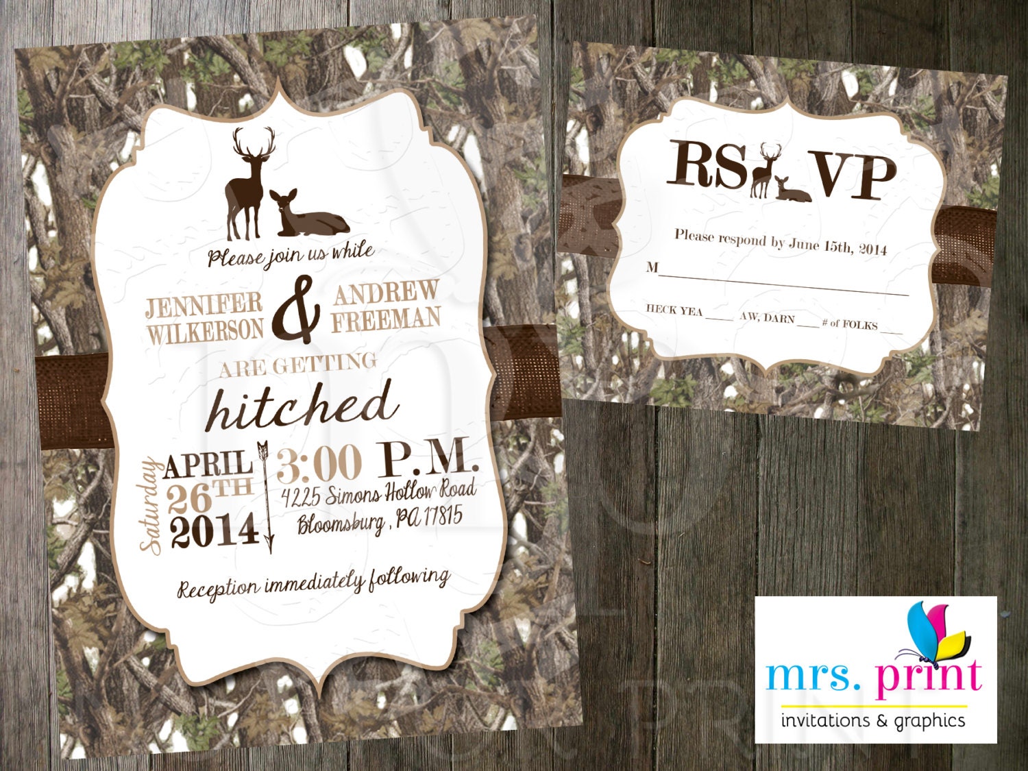 White Camo Wedding Invitations 3