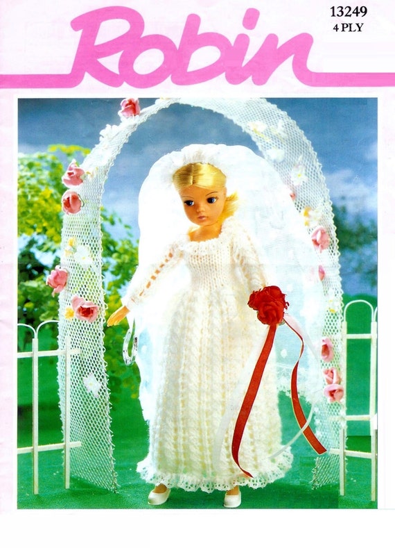 Sindy / Barbie Knitted Wedding Dress in 4ply yarn PDF of