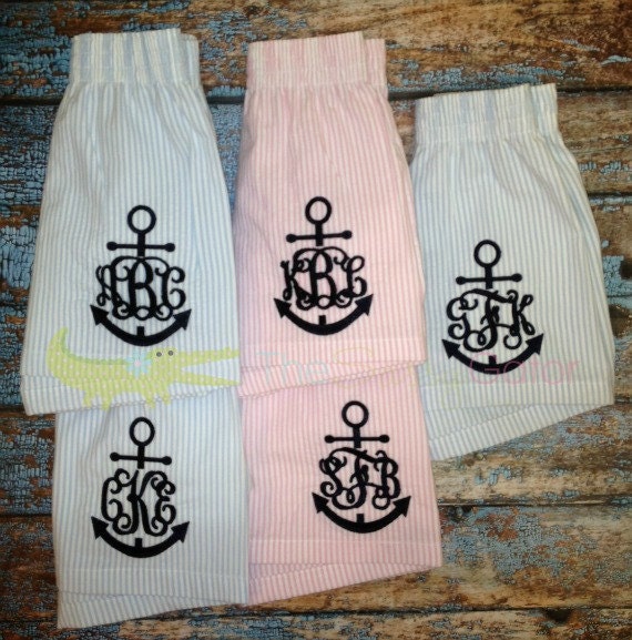 Items similar to Monogrammed Pajama ShortsSeersucker, Monogrammed