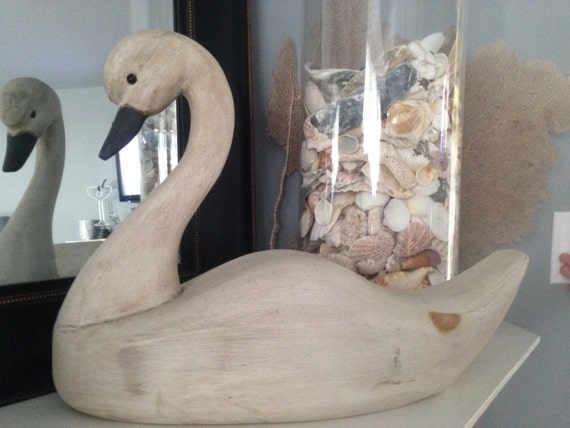 Goose Decoys For Sale >> White washed decorative wood swan decoy Beachy decor Mantle Goose Decoys For Sale >> White washed decorative wood swan decoy Beachy decor Mantle