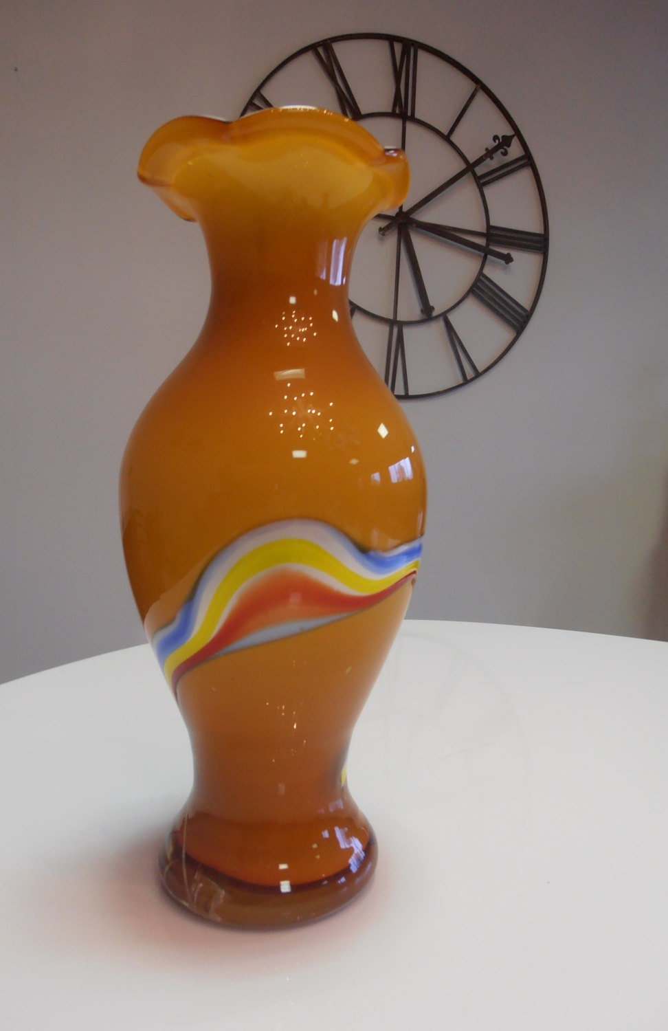 Bright coloured vintage glass vase