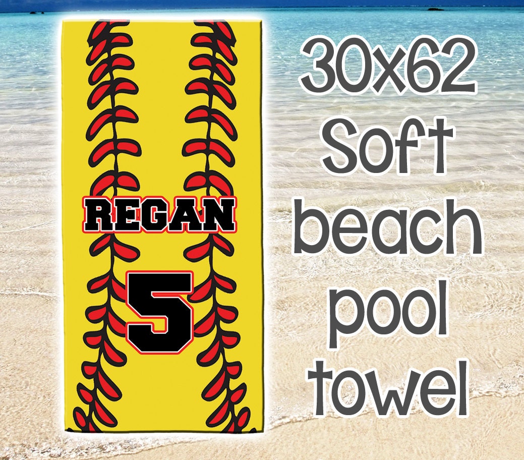 Personalized Beach Pool Towel Monogram Summer SOFTBALL
