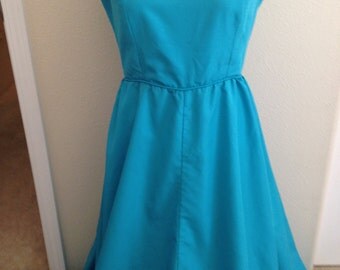 Stepping Out Blue Custom Made Sleeveless Tea Length Dress