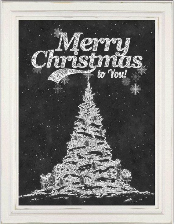 Items similar to Wall Art Print Christmas Chalkboard Print Christmas