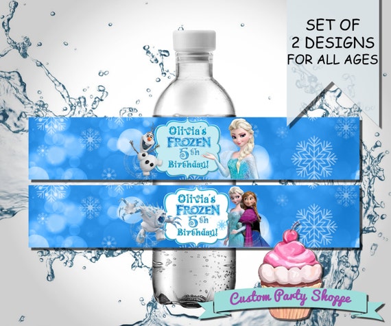 FROZEN BIRTHDAY PARTY Water Bottle Label by PinkFrostingPaperie