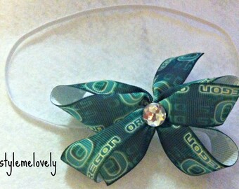 Oregon Ducks Baby Girl Boutique Bow Elastic Headband