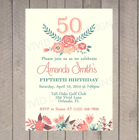 Adult Birthday Invitation, 21st, 30th, 40th, 50th, 60th, 65th, 70th ...