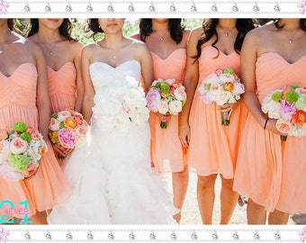 Full Skit Chiffon Bridesmaid Dress with Y Neck Coral