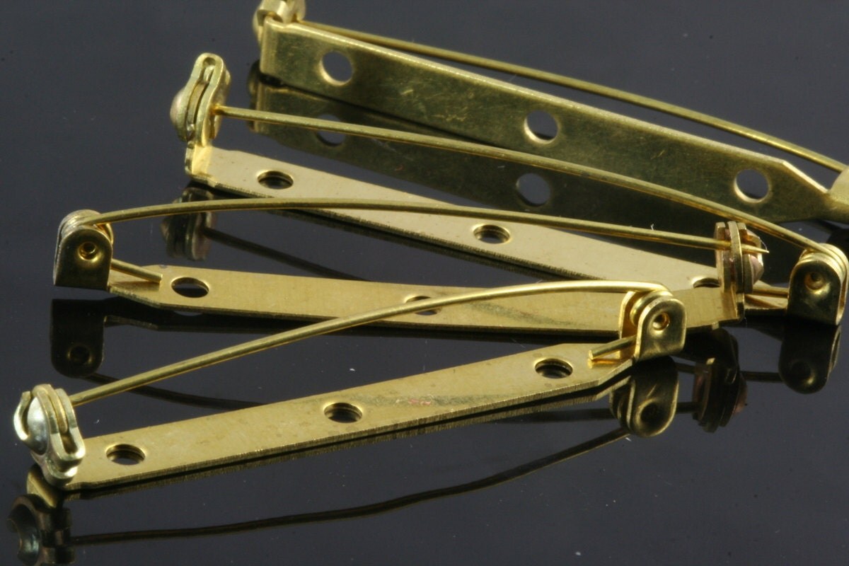 Back Safety Bar Pin 20 Pcs Raw Brass Brooch 40 mm with three 3