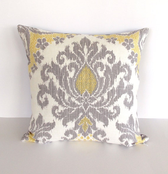 Items similar to Yellow and Gray Accent Pillow Cover - Yellow Throw Pillow - Gray Throw Pillow ...