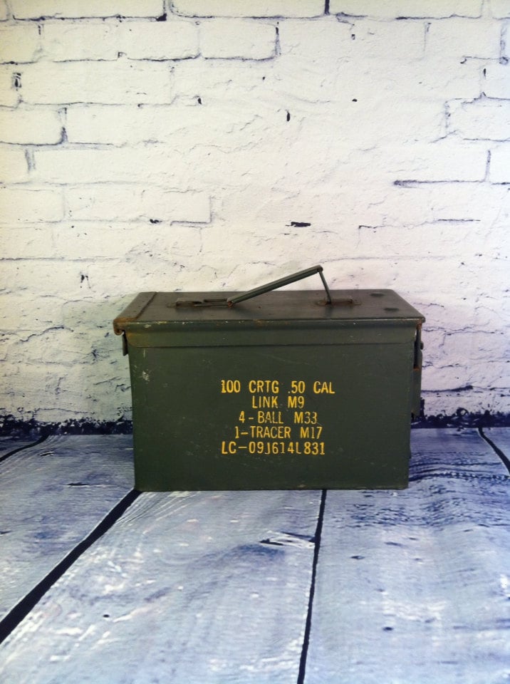 Military Ammo Box Army Green Yellow Stencil