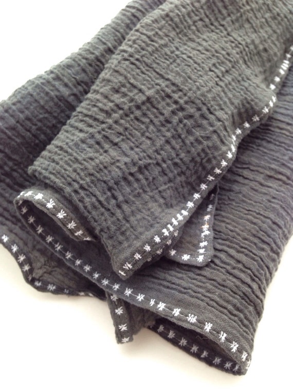 Newborn Blanket / Dark Grey Cotton Swaddle by