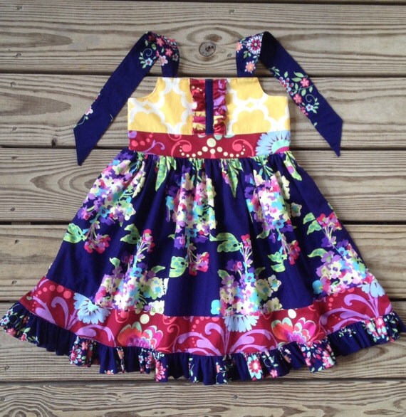 Items similar to The Allie; Handmade knot tie ruffle boutique dress on Etsy