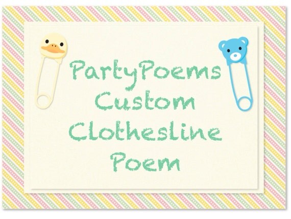 CUSTOM ORDER Clothesline Poem for Baby Shower by PartyPoems