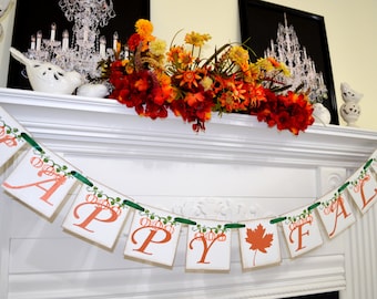 Happy Fall Banner garland, Thanksgiving mantle decoration, Happy Fall Banner Autumn Decoration Fall garland Photo Prop, autumn decoration