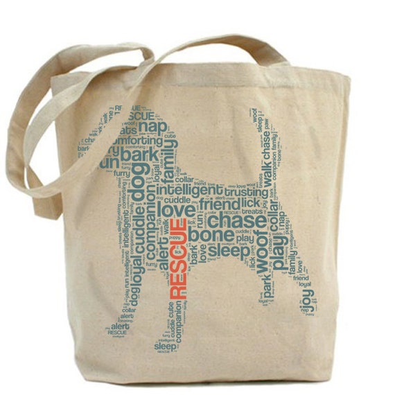 Rescue Dog Jumbo Canvas Tote Bag- Dog Breed Tote Bag