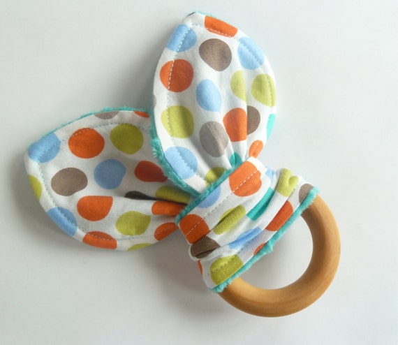 Items similar to Natural Wooden Treated Teething RIng - Diddly Dots in ...