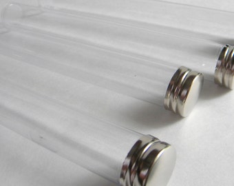 10 qty. Clear Plastic Favor Tubes with Silver Caps, 6" tall, DIY Wedding and Party Favors, Bath Salt Container