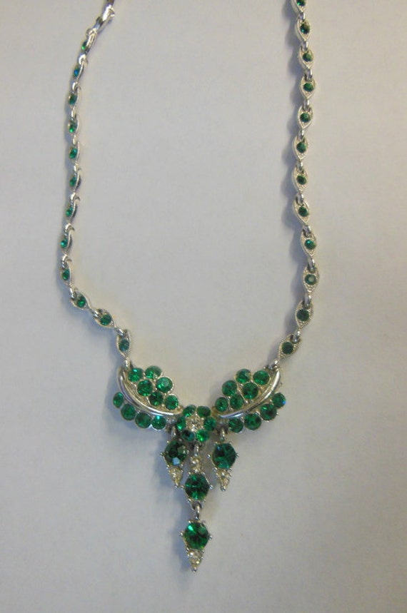 Vintage BOGOFF Green Rhinestone Necklace