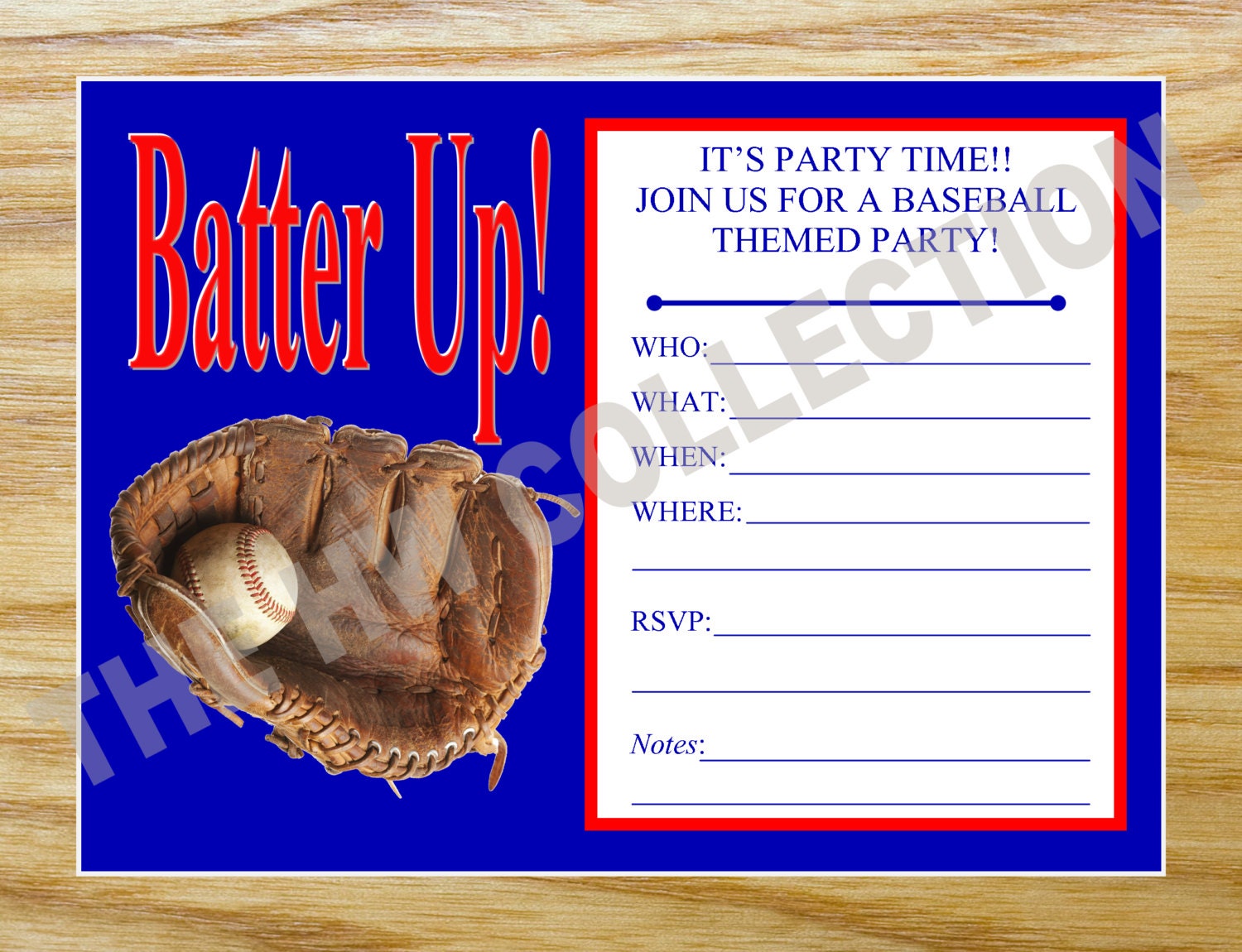 Baseball Generic Printable Invitation by TheHWCollection on Etsy