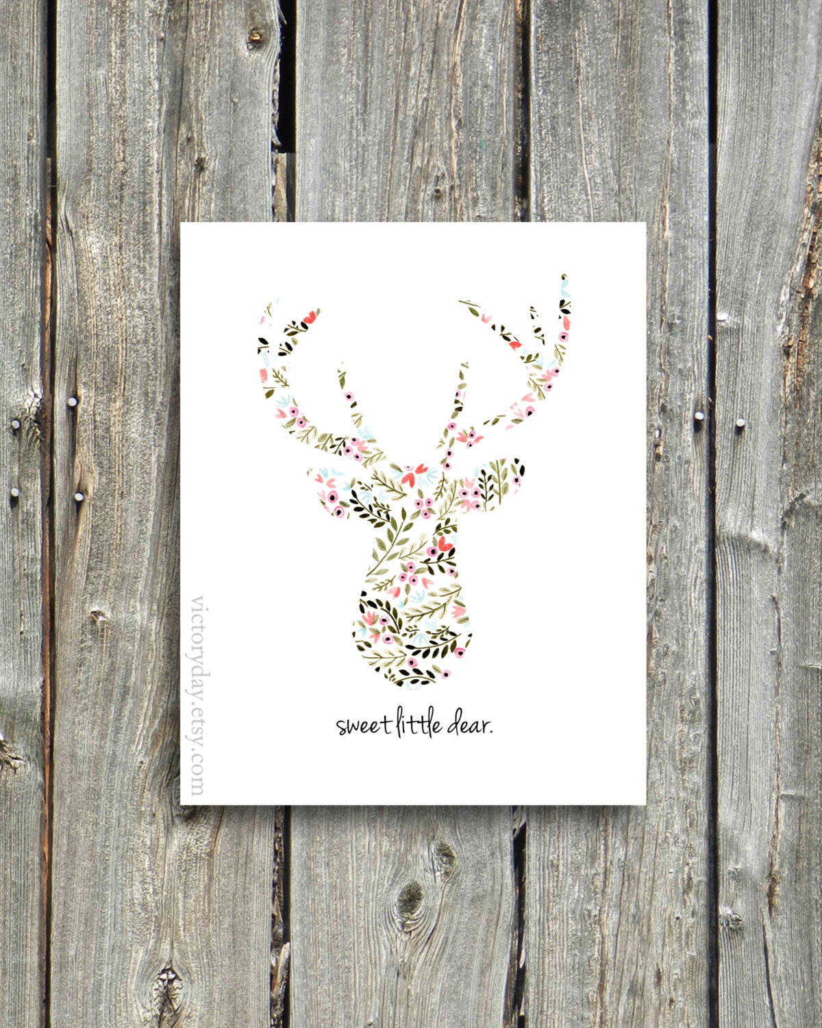 Sweet Little Dear Watercolor Taxidermy Print: by VictoryDay