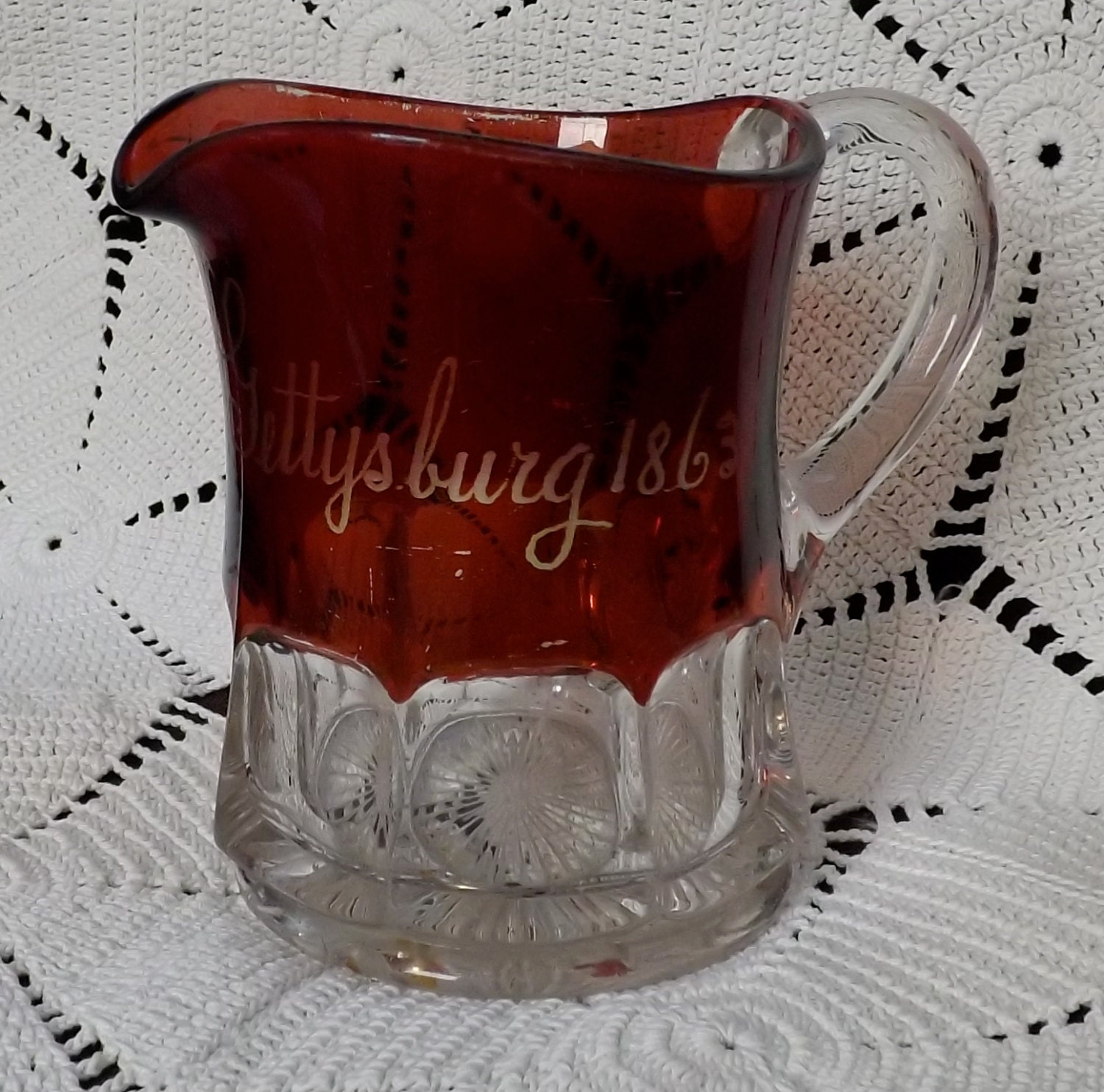 Ruby Flash Glass Pitcher_Ruby Glass Pitcher Gettysburg 1863