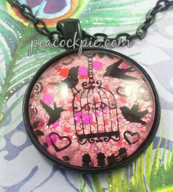 Birdcage Indie Nail Polish Pendant. 25mm Round Nail Polish Pendant